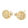 Brass Micro Pave Clear Cubic Zirconia Stud Earrings EJEW-F400-26A-G-4