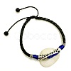 Alloy Blue Enamel Tube Bead & Braided Imitation Leather Cord Adjustable Anklets for Men FS-WG1282E-04-3