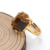 Hexagon Natural Tiger Eye Finger Rings RJEW-B113-02G-05-5