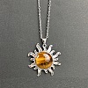 Natural Tiger Eye Sun Pendant Alloy Chain Vintage Necklaces WB3716-12-1
