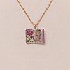 Brass Enamel Book Pendant Necklaces for Women KK-CBAF5B9-01G-09-1