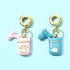 2Pcs 2 Colors Brass Enamel European Dangle Charms KK-FS0001-82-7