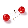 Lifelike Cherry Resin Dangle Stud Earrings EJEW-F274-01D-3
