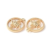 Brass Micro Pave Clear Cubic Zirconia Flat Round Charms KK-I702-30G-3