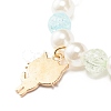 Candy Color Round Beaded Stretch Bracelet with Enamel Charm for Kid BJEW-JB07637-7