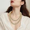 2Pcs 2 Styles Zinc Alloy Pave Square/Heart Clear Glass Tennis Necklaces for Womem NJEW-SP0001-08G-6