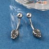Snake Head 316 Surgical Stainless Steel Cubic Zirconia Belly Button Rings EJEW-G416-16AS-03-3