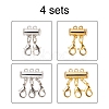 4 Sets 4 Style Alloy Magnetic Slide Lock Clasps FIND-YW0001-42-2