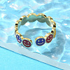 Brass Open Cuff Rings for Women RJEW-R005-03G-4