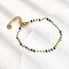 304 Stainless Steel Glass Beaded Chain Bracelets for Women BJEW-K237-24G-3