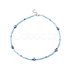 Resin Evil Eye & Glass Seed Beaded Necklace for Women NJEW-JN04243-4