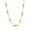 Two Tone 304 Stainless Steel Oval Bead Curb Chain Necklaces for Women WG4ACFD-01-1