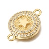 Brass Micro Pave Clear Cubic Zirconia Flat Round Connector Charms KK-E802-32A-G-2