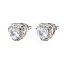 Brass Micro Pave Clear Cubic Zirconia Stud Earrings EJEW-Z128-01P-02-2