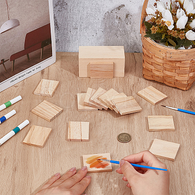 Unfinished Pine Wood Rectangle Shape Slices WOOD-WH0002-63A-1