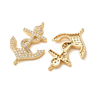 Brass Micro Pave Clear Cubic Zirconia Connector Charms CU-CBA4579-17G-1