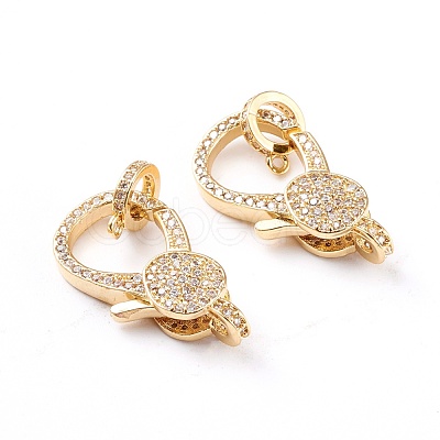 Brass Micro Pave Clear Cubic Zirconia Lobster Claw Clasps ZIRC-I043-37G-1