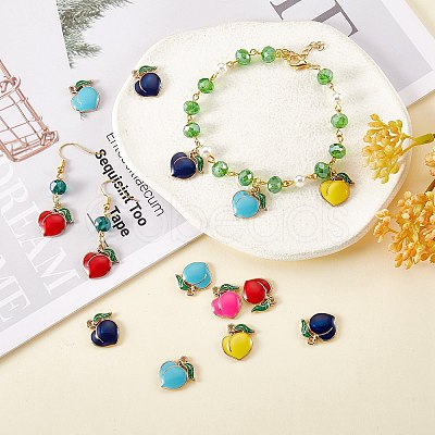 30Pcs 5 Colors Rack Plating Alloy Enamel Pendants ENAM-SZ0005-84-1