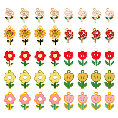 40Pcs 10 Style Alloy Enamel Pendants ENAM-AR0001-57-1