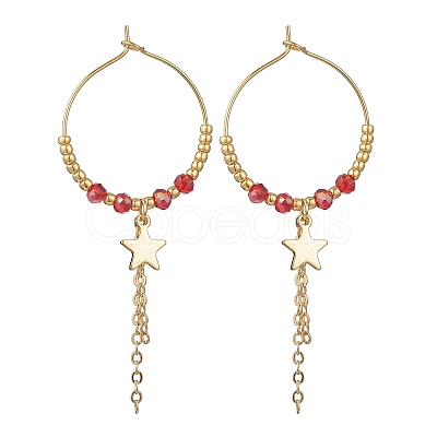 Star Glass Hoop Earrings EJEW-MZ00673-1