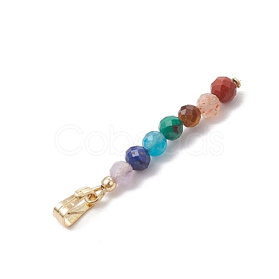 Chakra Natural Amethyst & Tiger Eye & Red Jasper & Lapis Lazuli & Apatite & Malachite & Sunstone Faceted Round Beaded Pendants PALLOY-JF03559-01-1