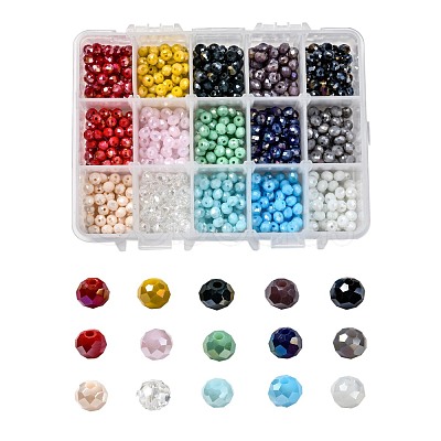 15 Colors Electroplate Glass Beads EGLA-JP0002-02E-6mm-1