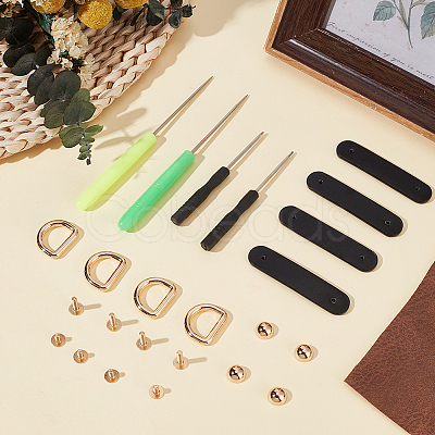 2Pcs PU Leather Suspension Clasps with Alloy D Rings AJEW-CL0004-98A-1