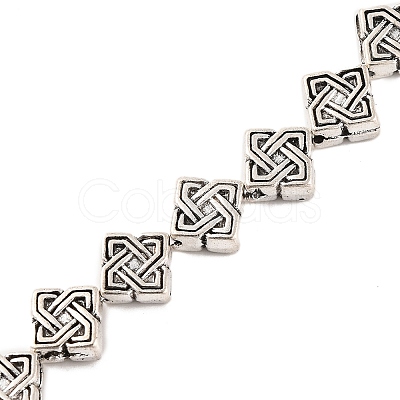 Tibetan Style Rhombus Alloy Bead Strands TIBEB-O007-05-NR-1