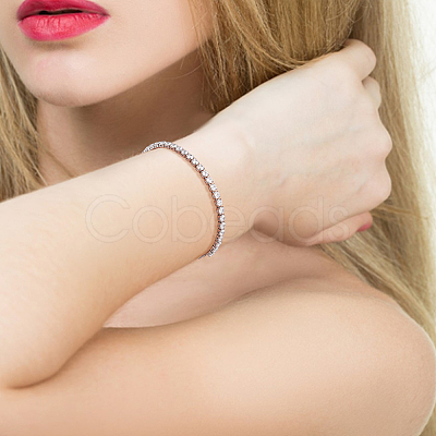 4Pcs 2 Colors Clear Cubic Zirconia Tennis Bracelet BJEW-HY0001-01-1