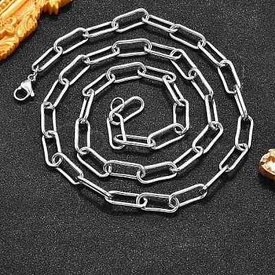 Non-Tarnish 304 Stainless Steel Paperclip Chains X-STAS-I146-02P-1