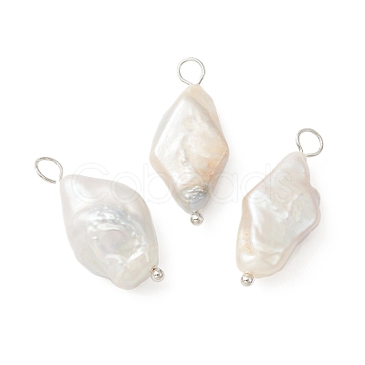 Natural Baroque Pearl Keshi Pearl Pendants PALLOY-JF02132-1