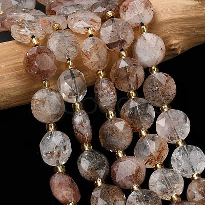 Natural Black Gold Rutilated Quartz Beads Strands G-C116-A182-01-1