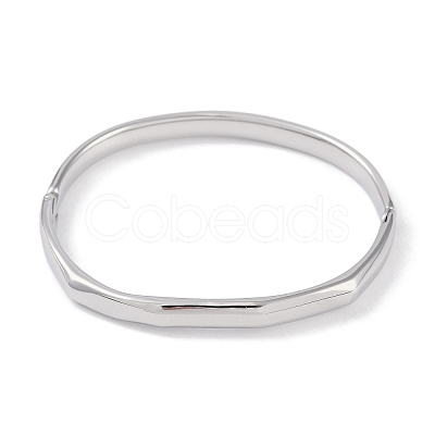 Non-Tarnish 304 Stainless Steel Faceted Ring Hinged Bangles for Women BJEW-C071-16P-1