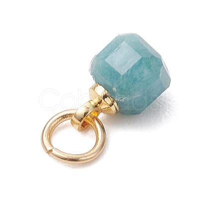 Natural Colorful Tourmaline Table Cut Cube Charms with 304 Stainless Steel Findings X-PALLOY-JF04873-1