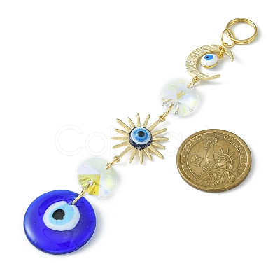 Handmade Lampwork Evil Eye Pendant Decorations HJEW-JM01099-1