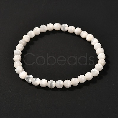 Natural Selenite Beads Stretch Bracelets BJEW-JB06620-01-1