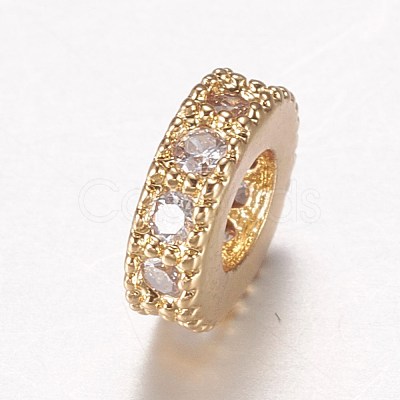 Brass Micro Pave Cubic Zirconia Spacer Beads ZIRC-A008-14G-1