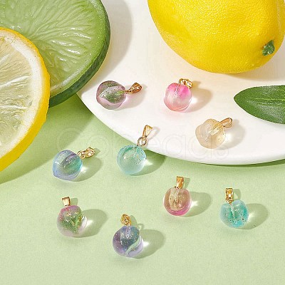 20Pcs 5 Colors Two Tone Transparent Spray Painted Glass Pendants GLAA-YW0001-95-1