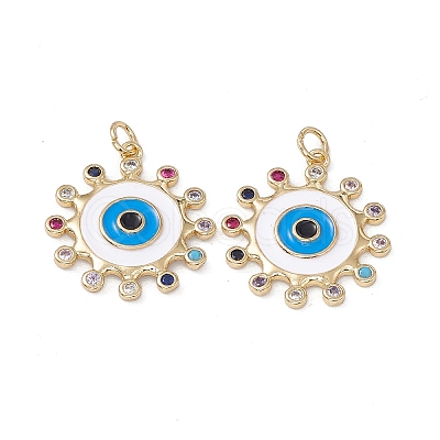 Brass Colorful Cubic Zirconia Pendants KK-E068-VA207-2-1