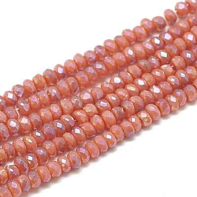 Electroplate Opaque Solid Color Glass Beads Strands X-EGLA-Q112-B10-1