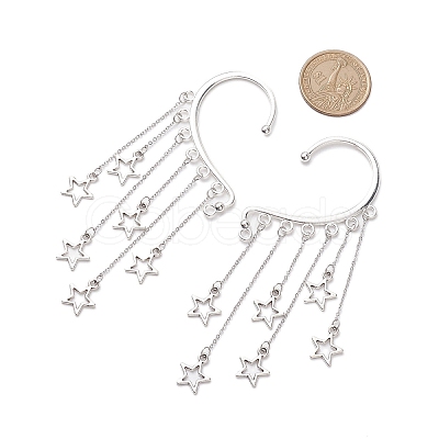 Star Tibetan Style Alloy Cuff Earrings for Women EJEW-TA00525-1