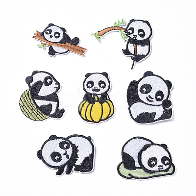 Cute Panda Computerized Embroidery Cloth Iron on/Sew on Patches DIY-X0293-71-1