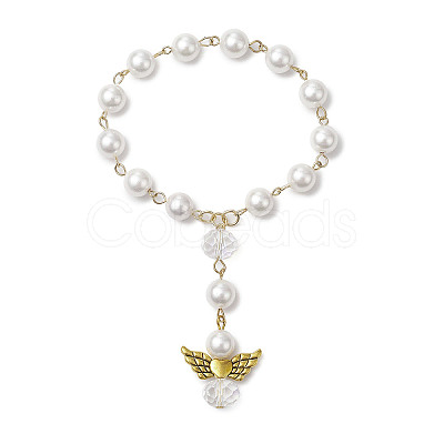 5Pcs Shell Pearl Round Beads Charm Bracelets BJEW-JB11228-1