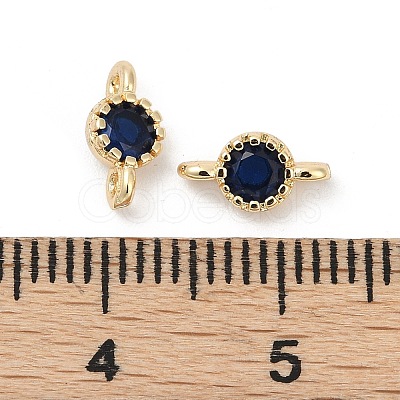 Brass Cubic Zirconia Flat Round Connector Charms KK-H204-02KCG-03-1
