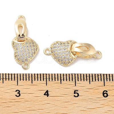 Brass Micro Pave Cubic Zirconia Fold Over Clasps KK-E107-02G-1