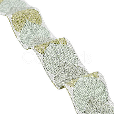 Polyester Jacquard Leaf Ribbon for Garment Accessories OCOR-WH0097-23A-1