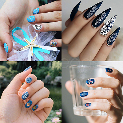 2Pcs 304 Stainless Steel DIY Nail Art Templates MRMJ-PH0003-12-1
