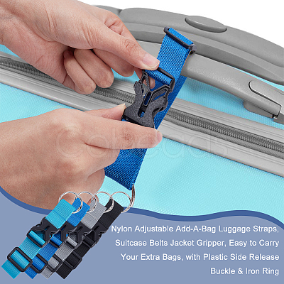 4Pcs 4 Style Nylon Adjustable Add-A-Bag Luggage Strap & Polyester Luggage Straps FIND-PH0007-06-WH-1
