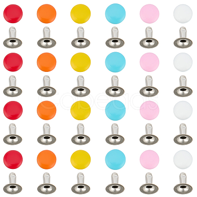300Pcs Flat Round Baking Paint Zinc Alloy Snap Rivet Butt Screw FIND-GF0009-30B-1