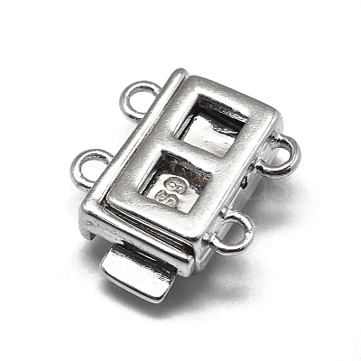 Anti-Tarnish Rhodium Plated 925 Sterling Silver Box Clasps X-STER-L057-016P-1